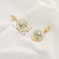 Blue enamel flower pendant with natural pearls and 20.8mm x 16mm dimensions - Style 16 Light Blue Enamel Pearl Oval Pendant
