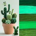 DIY craft kit featuring green pipe cleaners and a handmade cactus potted plant - Green Cactus Style