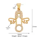 Golden safety pin pendant with butterfly wings and white zircon stones charm - Hollow Wings / Gold
