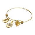 Adjustable gold bracelet with heart, silhouette, and lotus flower charms for women - Gold Color July (KB158060-Z)