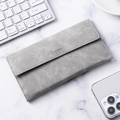Slim minimalist men's gray matte leather wallet with multiple card slots in a modern style - Frosted Light Gray
