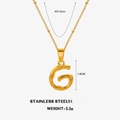 Collier en acier inoxydable doré avec pendentif lettre G et texture effet bambou - Lettre G (Or)