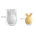 Bunny and Easter egg silicone candle mold with yellow rabbit casting results and dimensions - Straight Ear Faceless Rabbit