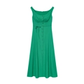 Robe midi verte sans manches en lin mélangé avec boutonnage frontal et cordon de taille - XS / Vert