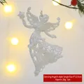 White glitter dancing angel Christmas ornament hanging on tree, size 9x13.5cm - Silver Glitter Dancing Angel-A