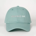 Retro mint green baseball cap featuring white absolutely not embroidery on twill cotton - Adjustable / Aqua Green