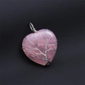 Vintage Tree of Life heart-shaped pink crystal pendant necklace with wire wrapping - Pendant Only