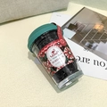 L size black elastic rubber bands set of 120 pieces in a clear flower tea cup container - Style 4 (Hibiscus Theme)