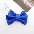 Faux leather ruffled bow accessory in bright blue finish for DIY craft and decor - Blue