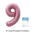 40-inch candy pink foil balloon in number 9 shape with retail card packaging for birthday - Number 9 / 40 Inch / Candy Pink
