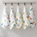 Soft 6-layer cotton baby washcloth set with colorful cartoon animal and space prints - Random Pattern