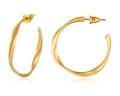Minimalist gold twisted hoop earrings with elegant asymmetrical curve design for women - Asymmetric Twisted Style (EH-229G) / Gold