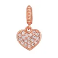 Rose gold heart pendant with micro-paved cubic zirconia for DIY jewelry making - Rose Gold Full Pave Heart