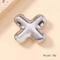 Polished stainless steel letter X pendant necklace charm with weight and size marks - Silver/Steel (X) (Large)