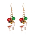 Christmas reindeer earrings with golden antlers, white body, and festive red green bells - 8.Bell Reindeer Earrings