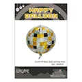 Palloncino disco 4D da 22 pollici con motivo a scacchi oro e nero per decorazioni feste - Disco 4D Nero Oro Grigio