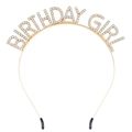 Golden Birthday Girl headband with sparkling white rhinestones for party celebrations - Gold Joined Style