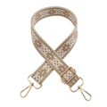Close-up of bohemian jacquard strap with geometric patterns and gold metal swivel hooks - Silver Clasp / X14-Cream Khaki