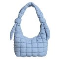 Elegante borsa a nuvola trapuntata azzurra con manico a nodo e chiusura a zip - Blu