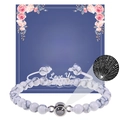 Bracciale proiezione con perle di marmo bianco e pietra 'I Love You' per moglie con biglietto - Alla mia bellissima moglie / Turchese Bianco (Perla Rotonda)