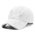 Distressed white vintage baseball cap with ripped details and a washed denim look - Adjustable / White