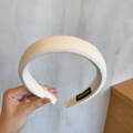 Handmade cream sponge headband featuring soft twill cotton fabric for a stylish look - Thickened Sponge Cotton Linen Style / White