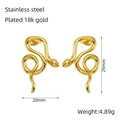 Orecchini a forma di serpente in acciaio inossidabile placcato oro 18k, design 29mm - Stile Serpente Curvo (1330)