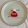 Mini red knit Christmas hat with white pompom and Lovely tag, size 6cm x 5cm - Solid Color Letter Hat - Red / 1 Piece