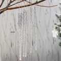 19cm Christmas icicle pendant with silver snow tip finish for winter holiday decor - Snow Peak (Transparent Sequin)