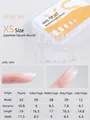 Size chart for XS short square oval press on nails with precise metric measurements - Japanese Square Oval (Size XS)
