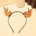 Christmas headband with brown felt elk antlers, red mushrooms and golden bells - Headband 16# (Single)