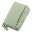 Portacarte a fisarmonica in pelle martellata verde chiaro con cerniera e fessura esterna - verde chiaro