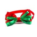 Papillon natalizio per cani in raso rosso e verde con finiture dorate - 1.0*20-36cm