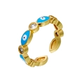 Detailansicht des 18K vergoldeten Evil Eye Rings mit blauem Emaille und Zirkonia-Steinen - Gold-Hellblau Emaille-Stil (11974)