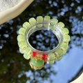 Elegant beaded bracelet featuring green square stones and a gold-framed emerald pendant - S047-green Peace Lock Bracelet With Lush Green Beads #sz337