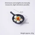 Miniature fried bun model in black frying pan, 6cm food toy keychain accessory - Buns Pan - No Hook