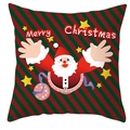 Detailed view of Santa Claus pillow cover with Merry Christmas text and star patterns - DRD247-19 (Red and Green Stripe Background)