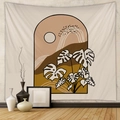 Detail of bohemian tapestry featuring abstract mountains and monstera leaf designs - Mld11 / 73X95CM (Brushed Fabric)