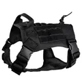 Tactical black nylon dog harness with heavy-duty handle and breathable padding - L / Harness / Black