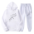 Survêtement blanc pour hommes et femmes avec imprimé pissenlit et capuche à cordon - S(L) / Haut Et Bas / Blanc Style Racing C