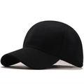 Classic plain black cotton baseball cap in six-panel style with curved brim and twill texture - Adjustable / Black