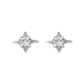 Asymmetric silver four-pointed star earrings with polished finish and celestial style - Copper / Cross Four-Pointed Star (Silver Color)