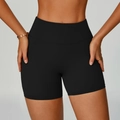 Pantalones cortos de yoga negros de cintura alta reciclados para mujer con ajuste suave - S / Negro Premium