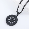 Macro shot of Viking Valknut and Elder Futhark runes on a black steel pendant - Black With 60cm Chain