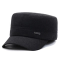 Men's wool cadet cap in dark grey with classic metal plate for winter warmth - Adjustable / Gray