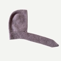 Soft lilac knit balaclava hat with long straps and warm fuzzy texture for autumn - Purple
