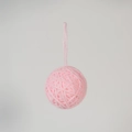 Pink yarn-wrapped Christmas ball ornament with hanging loop for tree decoration - Pink