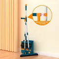 Set scopa e paletta blu e arancione con clip magnetica e denti per pulizia setole - Magnetico con Tergivetro / Set Magnetico da 3 Pezzi Blu