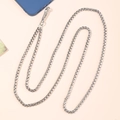 Polished silver metal phone box chain strap with lobster clasps and clear connector pad - 6mm Box Chain Silver / 122g