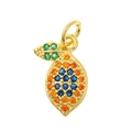 Golden lemon DIY pendant with colorful zircon stones on a clean white background - Lemon Shape (P30-6)